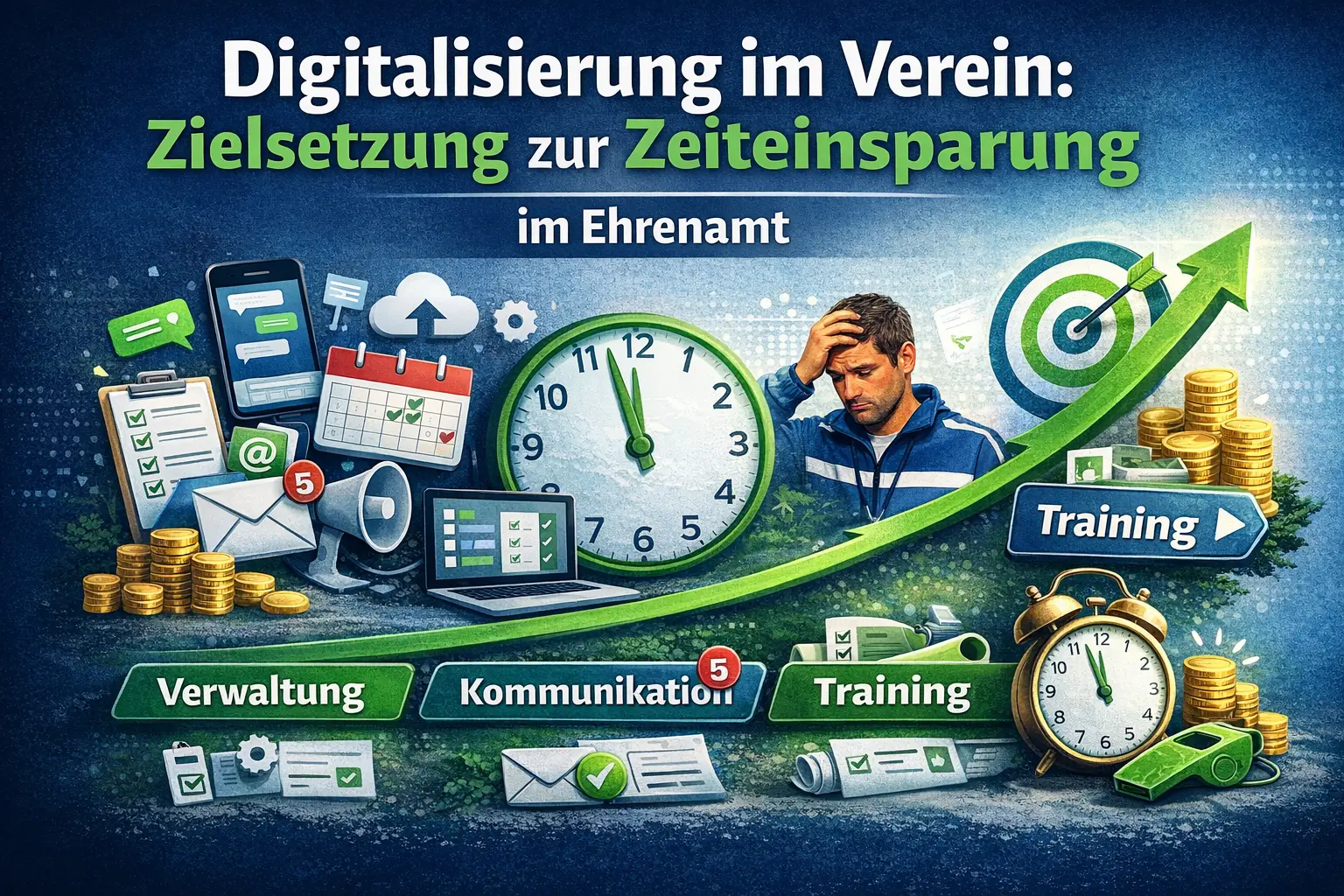 Mehr über den Artikel erfahren Digitalisierung im Sportverein: fokussierte Zielsetzung zur Zeiteinsparung im Ehrenamt